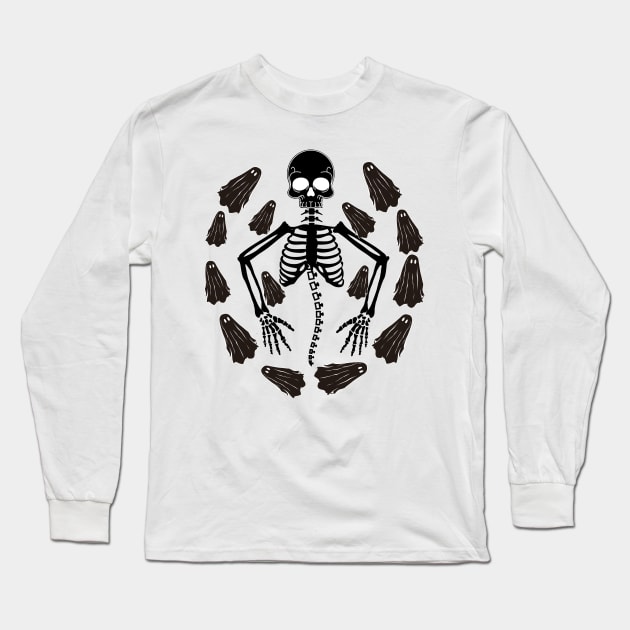 All Hallows Eve Skeleton Long Sleeve T-Shirt by MGRCLimon